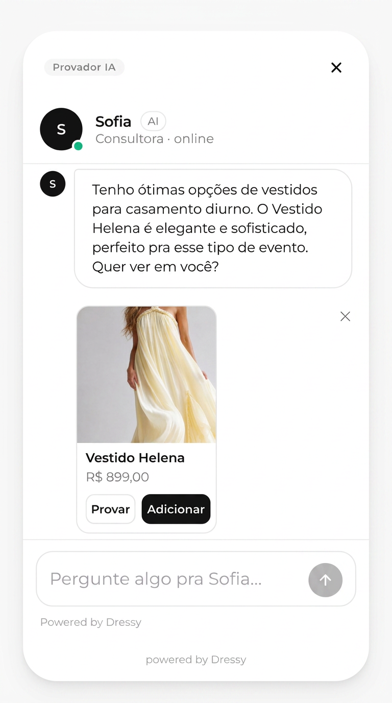 Print da personal shopper recomendando produtos